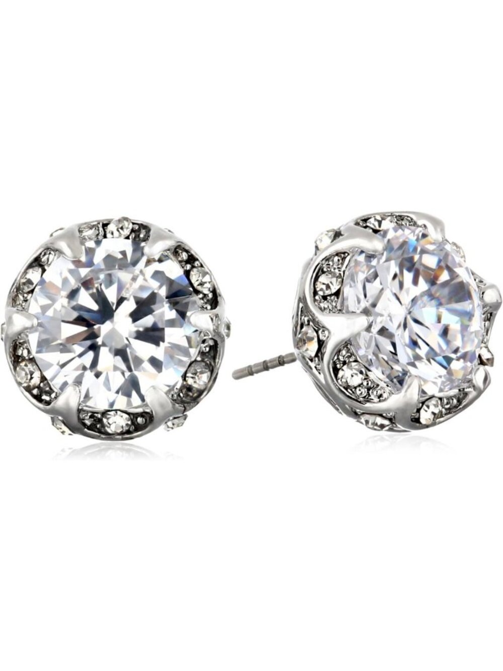 Sparkling Crystal Cubic Zirconia Ruffled Round Stud Earrings - Elegant Jewelry